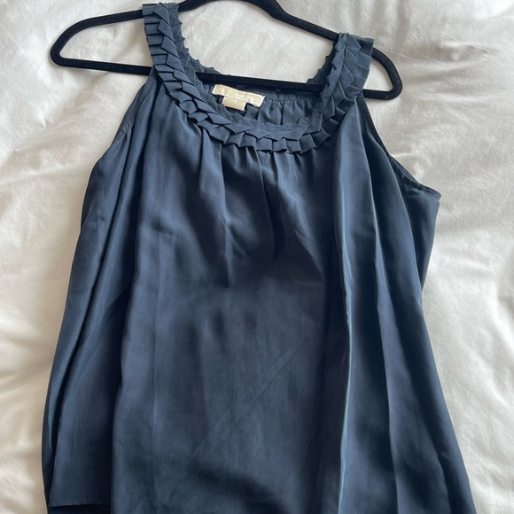 Michael Kors women’s navy silk sleeveless top with scoop braided neckline - Picture 5 of 9